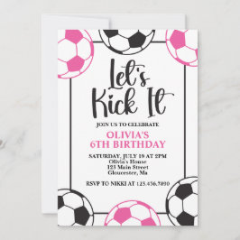 Fußball Rosa und Schwarzer Geburtstag Einladung