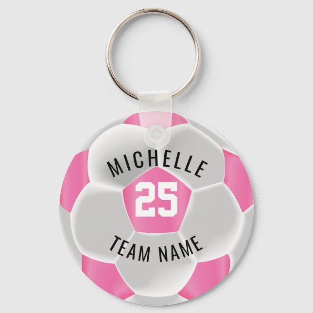 Fußball - Rosa und Weiß Schlüsselanhänger (Vorderseite)
