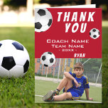 Fußball Rot Vielen Dank Coach Foto-Karte Dankeskarte<br><div class="desc">Red Soccer Fußball Sport Danke Ihnen Coach Card mit einem Foto. Fußball danke Ihnen Coach-Karte mit Foto, danke Text, Coach-Name, Mannschaftsname, Jahr, Ihr Name und Fußball-Bälle. Innerhalb der Karte sind mehr Fußballbälle. Foto Dankeschön Karte - fügen Sie Ihr Foto in die Vorlage. Personalisieren Sie die Karte mit Namen und Text....</div>