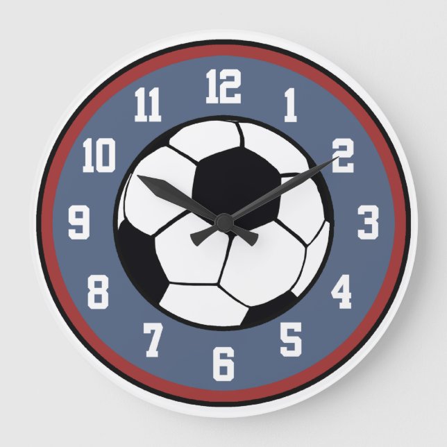 Fußball rot weiß und blau große wanduhr (Vorderseite)