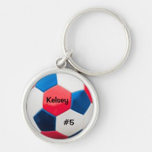 Fußball Rot Weiß und Blau Schlüsselanhänger