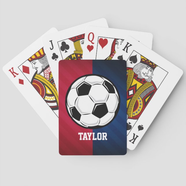Fußball; Rot, Weiß und Blau Spielkarten (Rückseite)