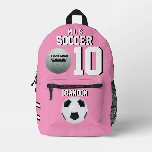 Fußball-Rucksäcke Rosa personalisierte Spielerbril Bedruckter Rucksack (Vorderseite)