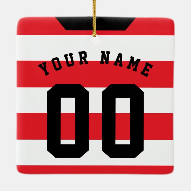 Fußball Rugby Jersey Name Number Template Keramikornament (Rückseite)
