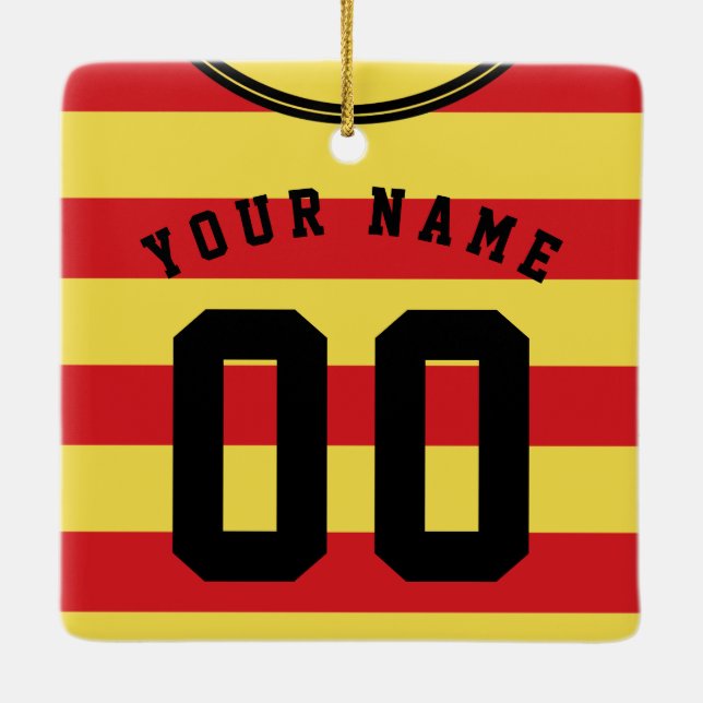 Fußball Rugby Jersey Name Number Template Keramikornament (Rückseite)