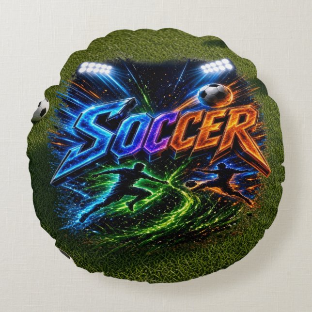 Fußball Rundes Kissen (Vorderseite)
