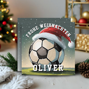 Fußball Santa Hut Frohe Weihnachten  Karte