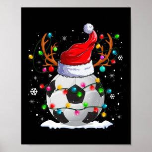 Fußball Santa Hut Rentier Weihnachtslichter Spaß X Poster
