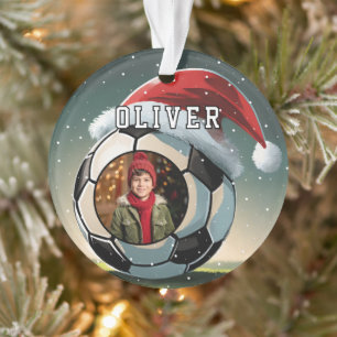 Fußball Santa Hut Weihnachtsfoto Ornament