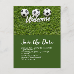 Fußball Save the Date für Begrüßungs-Party Postkarte