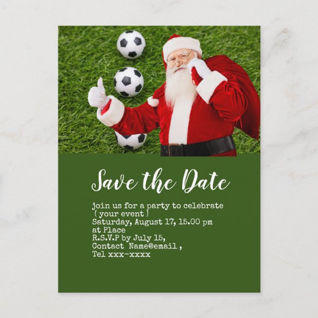 Fußball Save the Date für Weihnachts-Party Postkarte (Vorderseite)