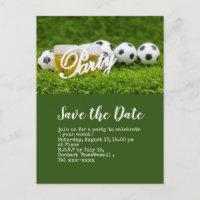 Fußball Save the Date mit Ballspiel Party