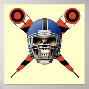 Fußball-Schädel mit Helm und Markierungen für Gärt Poster