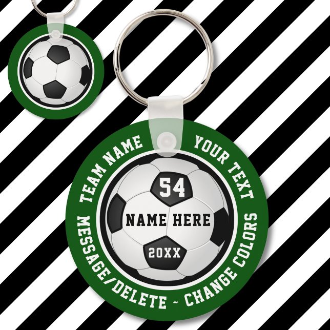 Fußball-Schlüsselanhänger Personalisiert für Junge Schlüsselanhänger (Cheap, Personalized Soccer Party Favors. Green, White and Black, Soccer Team Gift Ideas for Players.)