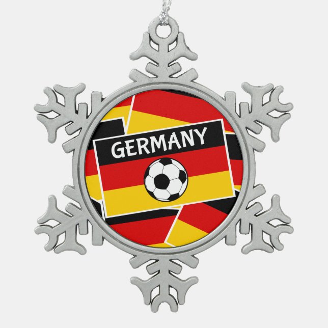 Fußball Schneeflocken Zinn-Ornament (Vorderseite)