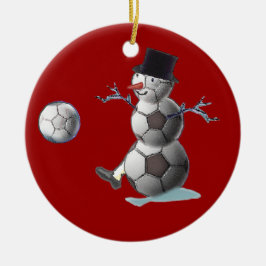 Fußball-Schneemann Keramik Ornament