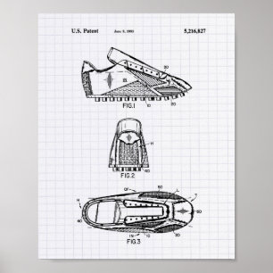 Fußball-Schuhe 1993 Patentkunst - Pflaster Poster