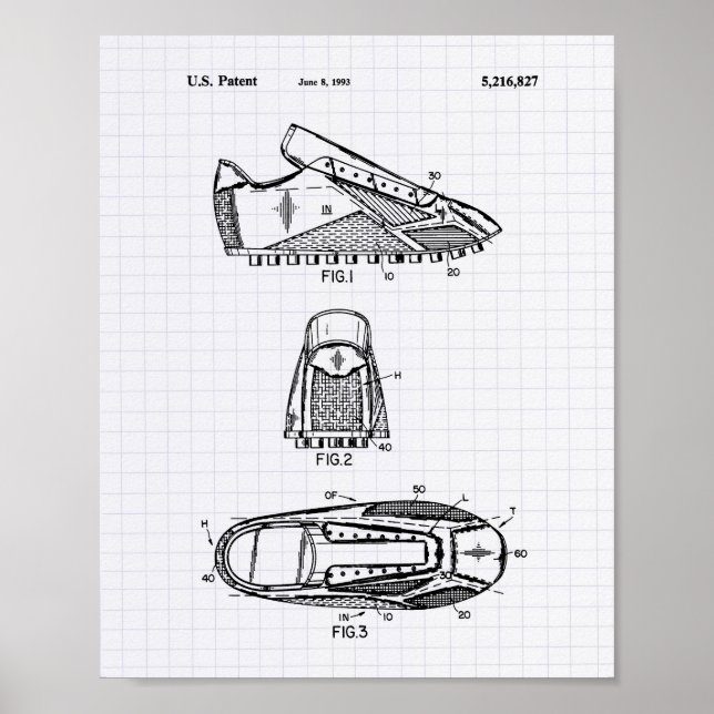 Fußball-Schuhe 1993 Patentkunst - Pflaster Poster (Vorne)