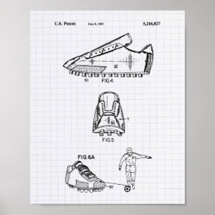 Fußball-Schuhe 1993 Patentkunst - Pflaster Poster