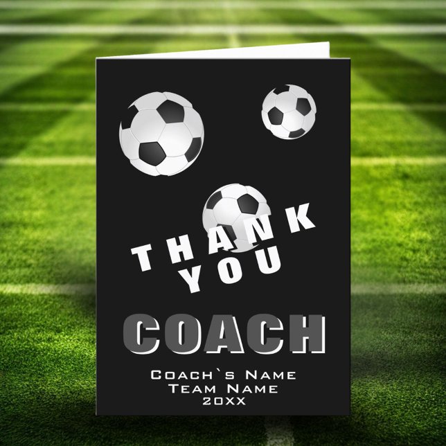Fußball Schwarz und Weiß Danke Coach Card (Von Creator hochgeladen)