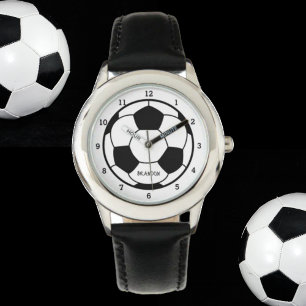 Fußball schwarzer stylischer benutzerdefinierter N Armbanduhr