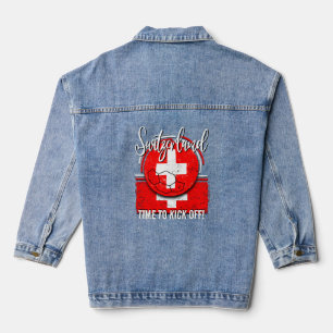 Fußball-Schweiz-Flagge, Retro-Fußball Jeansjacke