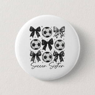 Fußball Schwester Lustige Kokette Schleife Fußball Button