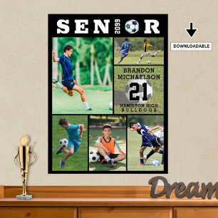 Fußball Senior Abschluss 6 FotoCollage Poster