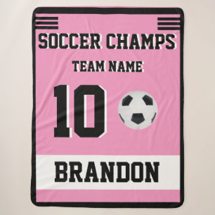Fußball SHERPA Blanket Rosa personalisiert-Player- Sherpadecke