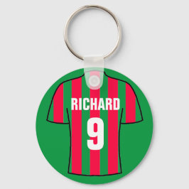 Fußball-Shirt-Design in Rot & Grün. Schlüsselanhän Schlüsselanhänger