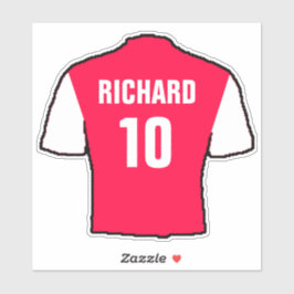 Fußball Shirt Design in Rot & Weiß. Aufkleber
