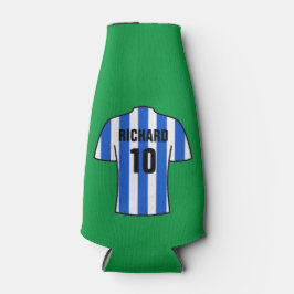 Fußball-Shirt in Blau und Weiß Streifen Flaschenkühler