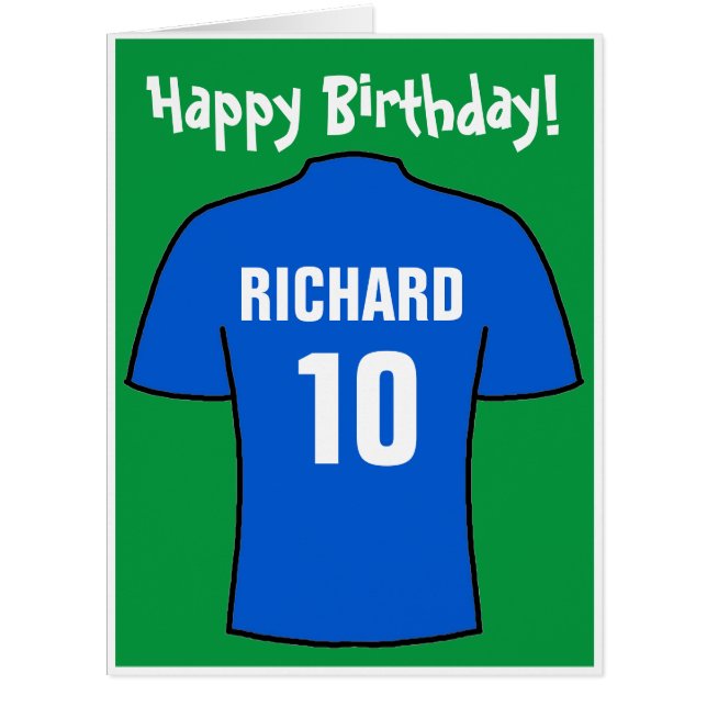 Fußball-Shirt in Blue Birthday Card (Vorderseite)