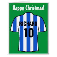 Fußball-Shirt in Blue Stripes Weihnachtskarte
