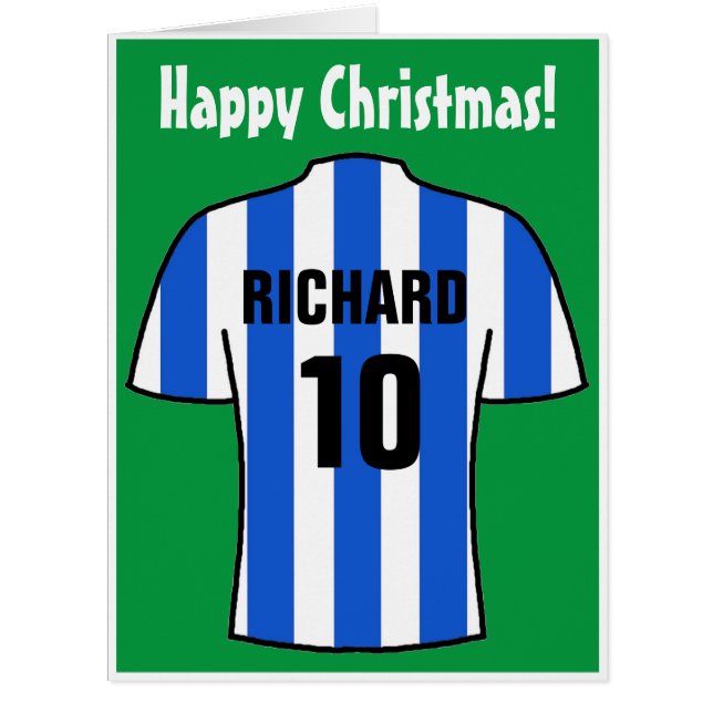 Fußball-Shirt in Blue Stripes Weihnachtskarte (Vorderseite)