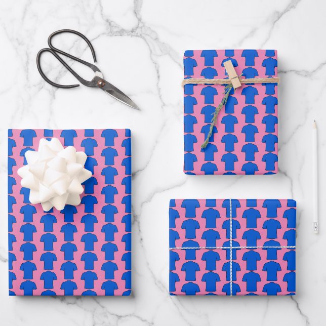 Fußball-Shirt in Blue Wrapping Paper Sheets Geschenkpapier Set (Vorderseite)