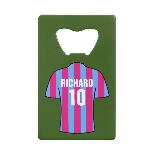 Fußball-Shirt in Claret & Blue Geldbeutel Flaschenöffner (Vorderseite)
