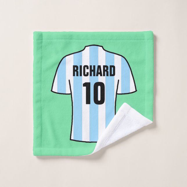 Fußball-Shirt in Light Blue Streifen Wash Tuch (Waschlappen)