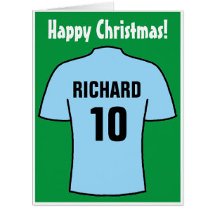 Fußball-Shirt in Sky Blue Christmas Card