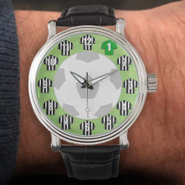 Fußball-Shirts mit schwarzen und weißen Streifen Armbanduhr