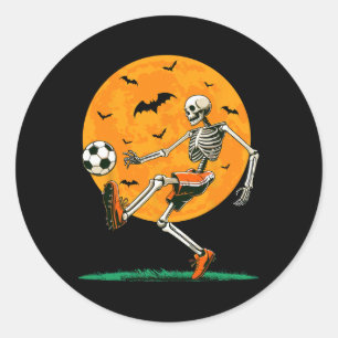 Fußball Skelett Gruseliger Fußball Jungen Hallowee Runder Aufkleber