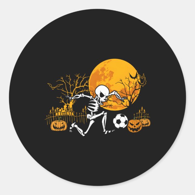 Fußball-Skelett Halloween Fußball-Player Halloween Runder Aufkleber (Vorderseite)
