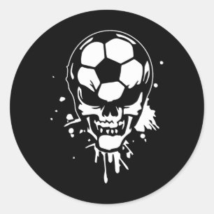 Fußball Skelett Lustiger Spieler Halloween Schädel Runder Aufkleber