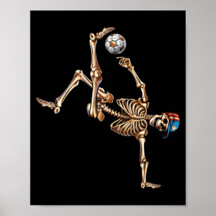 Fußball Skelett Spieler Fahrrad Tritt Sport Hallow Poster