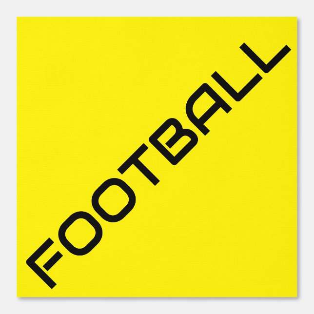 FUSSBALL-Slim-schwarzer Diagonaltext auf hellgelb Tapete (Vorderseite)