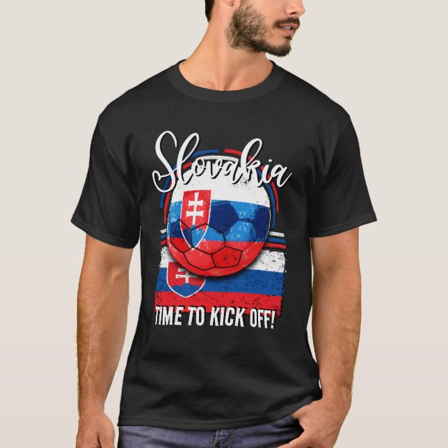 Fußball-Slowakei-Flagge, Retro-Fußball T-Shirt (Vorderseite)