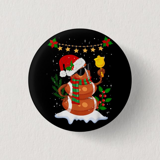 Fußball Snowman Weihnachtsmannmütze Frohe Weihnach Button (Vorderseite)