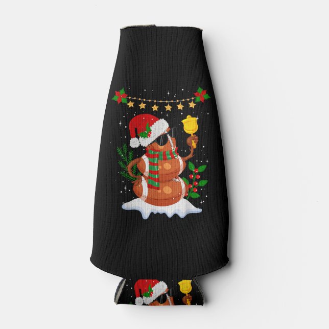 Fußball Snowman Weihnachtsmannmütze Frohe Weihnach Flaschenkühler (Vorderseite)