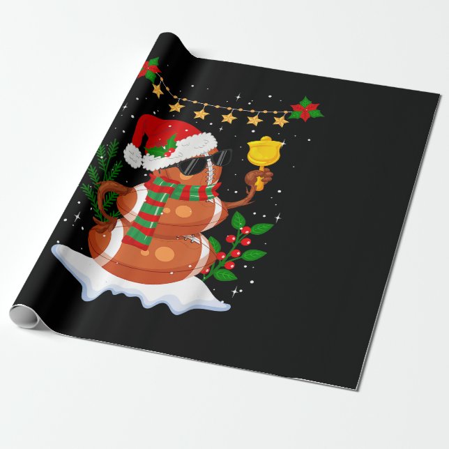 Fußball Snowman Weihnachtsmannmütze Frohe Weihnach Geschenkpapier (Ungerollt)