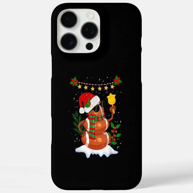 Fußball Snowman Weihnachtsmannmütze Frohe Weihnach iPhone 16 Pro Max Hülle (Rückseite)